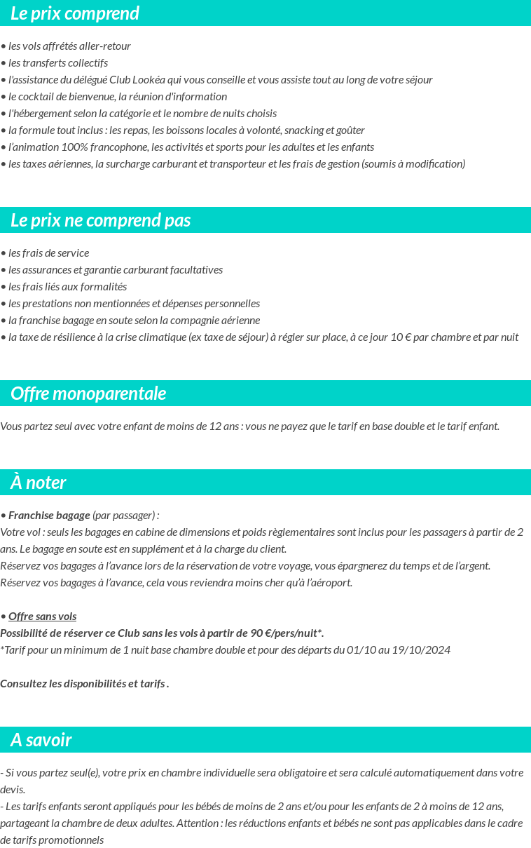 Conditions tarifaires