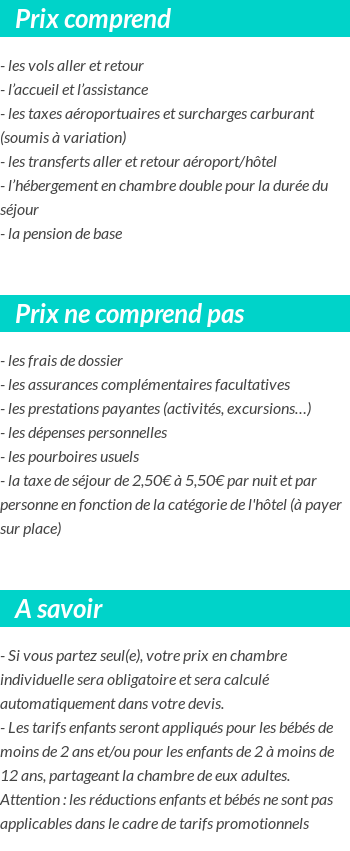 Conditions tarifaires