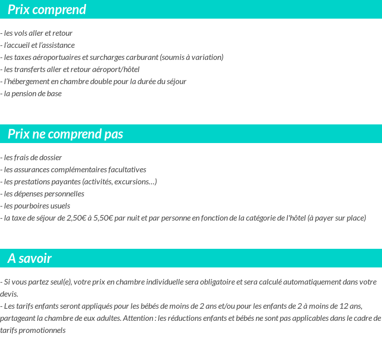 Conditions tarifaires