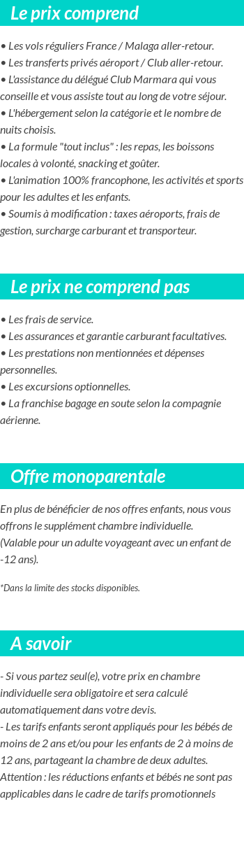 Conditions tarifaires