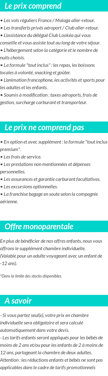 Conditions tarifaires