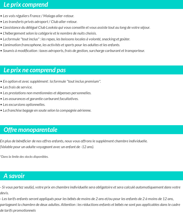 Conditions tarifaires
