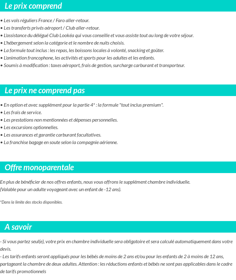 Conditions tarifaires