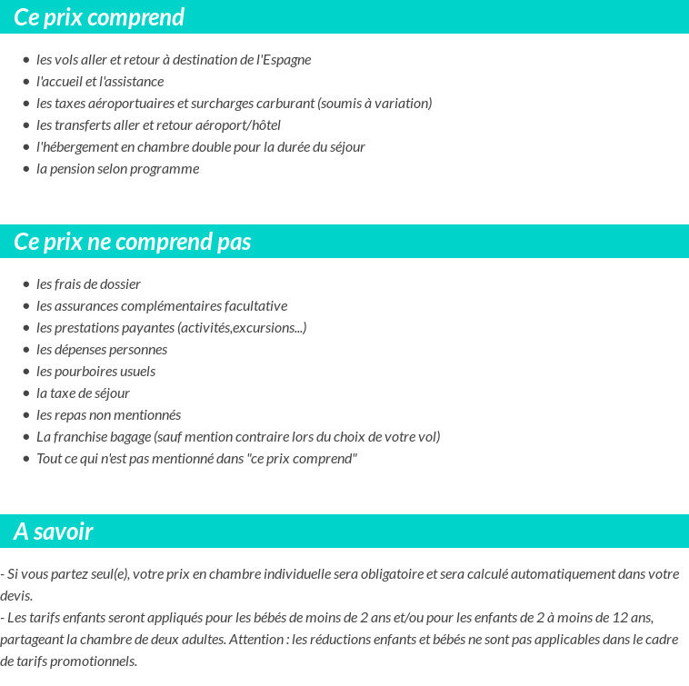 Conditions tarifaires