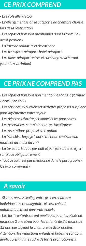 Conditions tarifaires