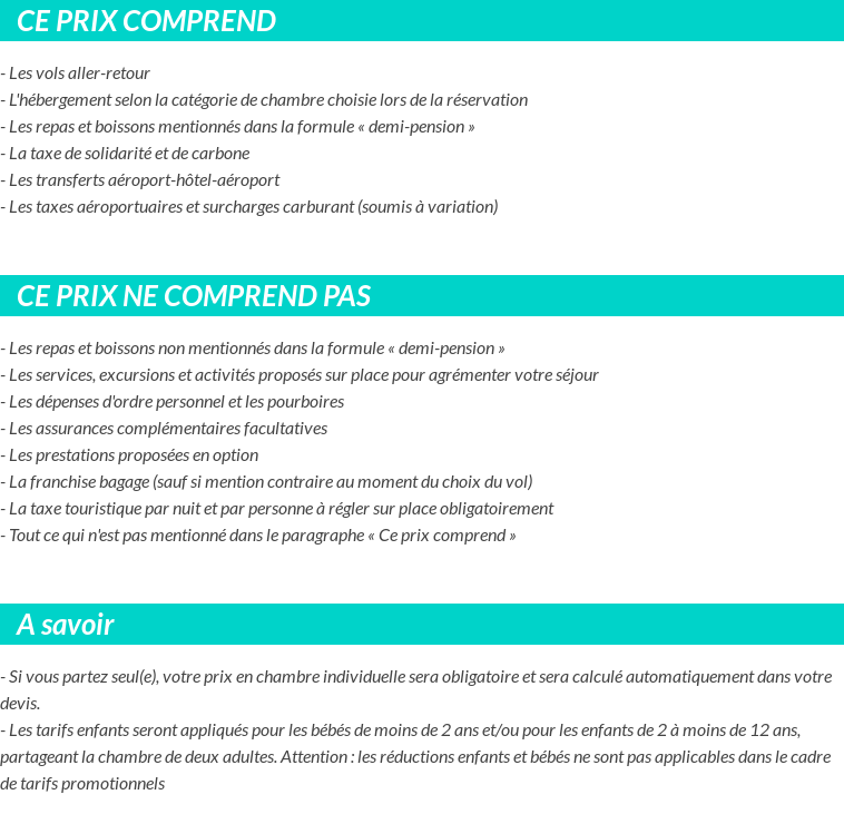 Conditions tarifaires