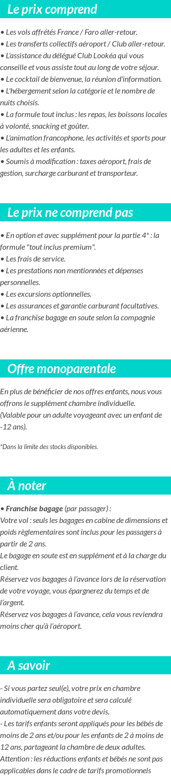 Conditions tarifaires
