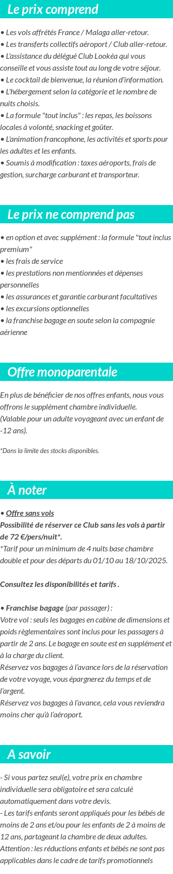 Conditions tarifaires