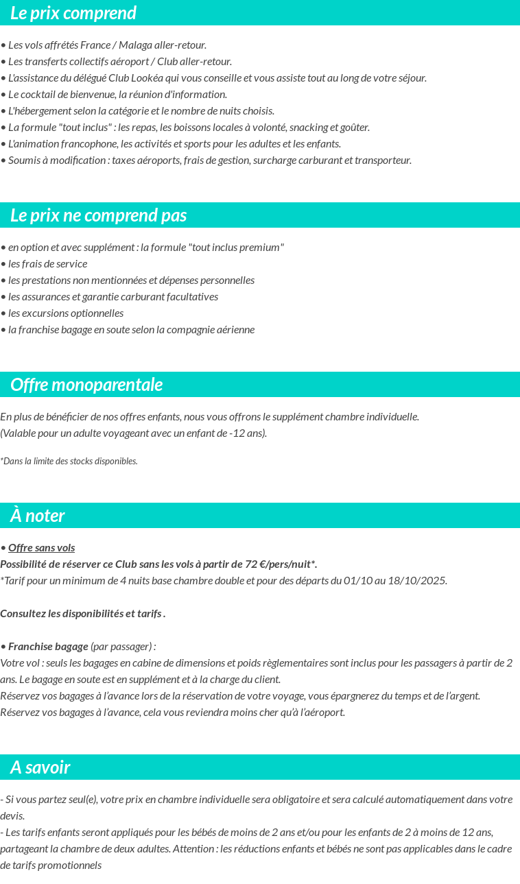 Conditions tarifaires