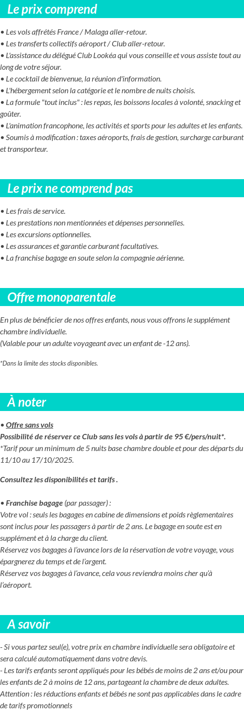 Conditions tarifaires