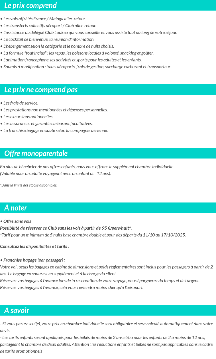 Conditions tarifaires