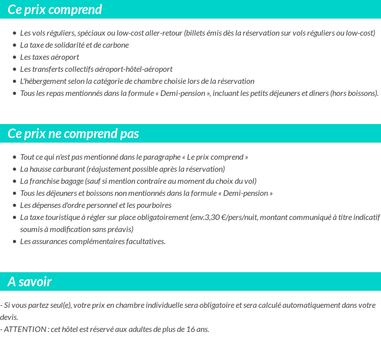 Conditions tarifaires