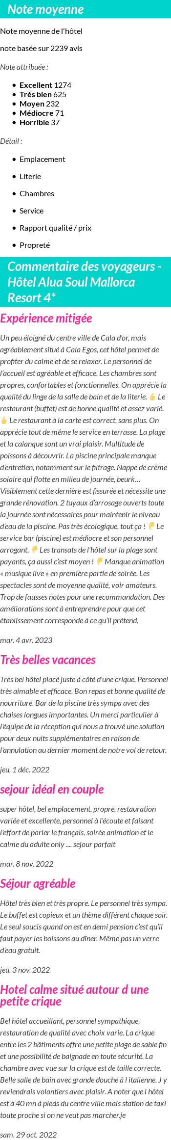 Avis clients