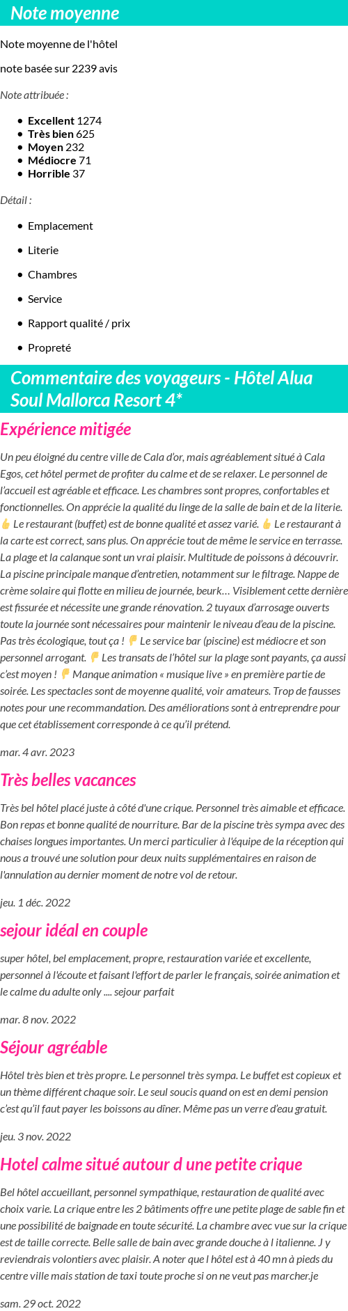 Avis clients
