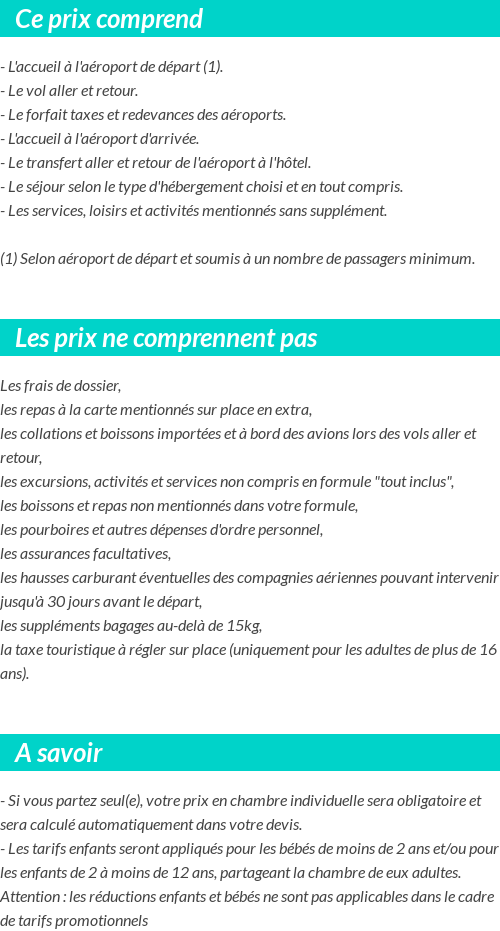 Conditions tarifaires