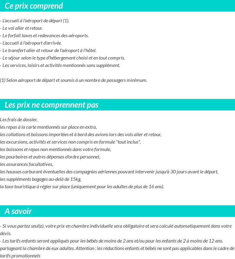 Conditions tarifaires