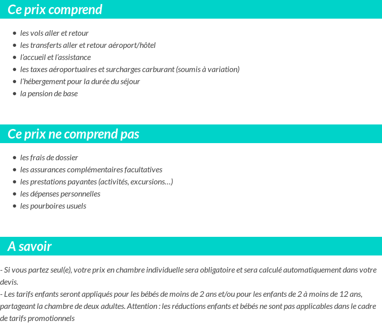 Conditions tarifaires