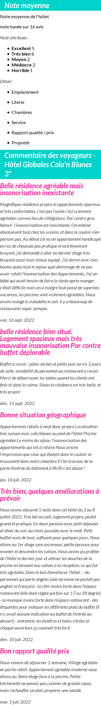 Avis clients