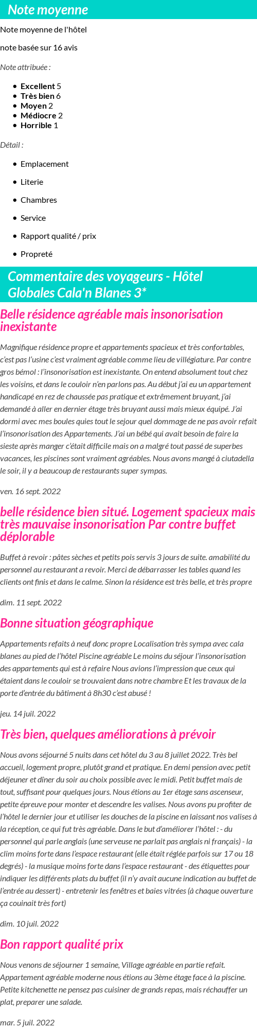 Avis clients