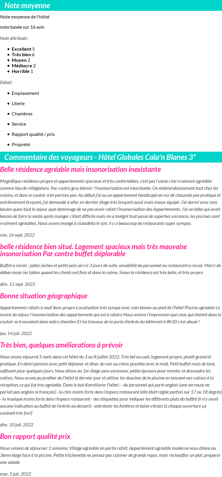 Avis clients