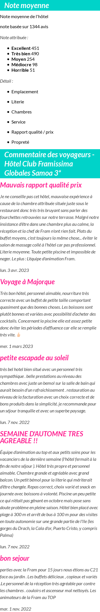 Avis clients