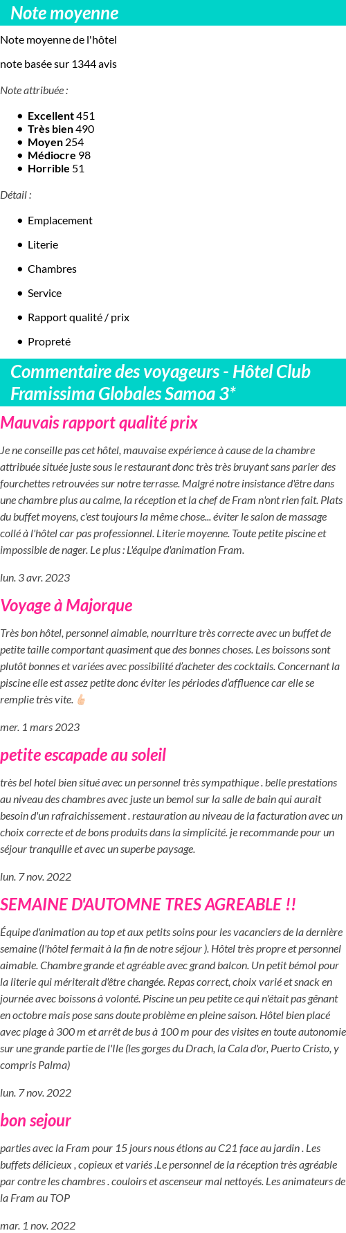 Avis clients
