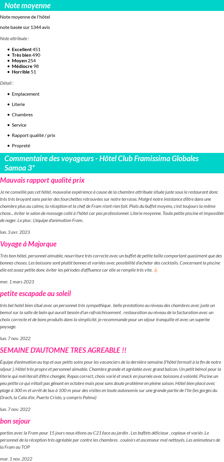 Avis clients