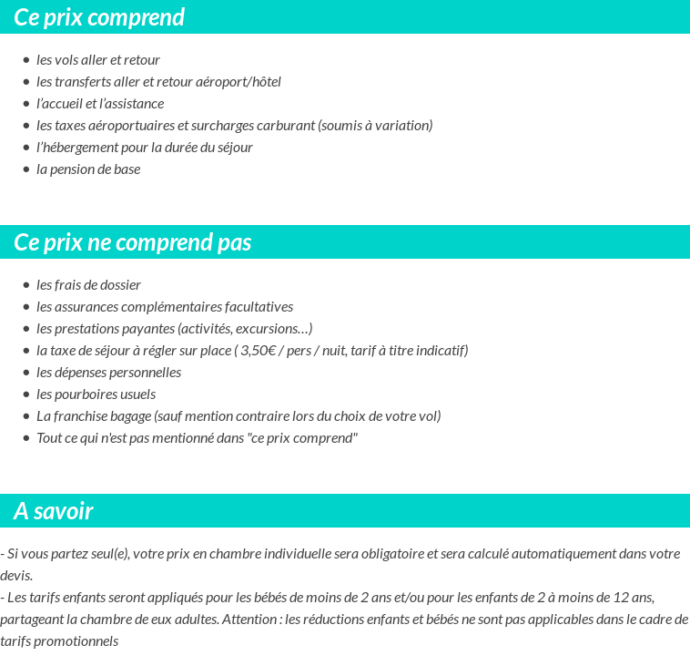 Conditions tarifaires