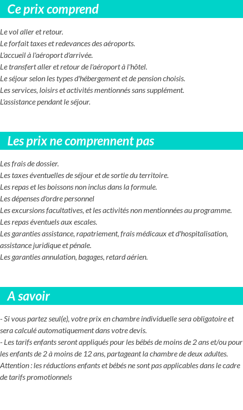 Conditions tarifaires