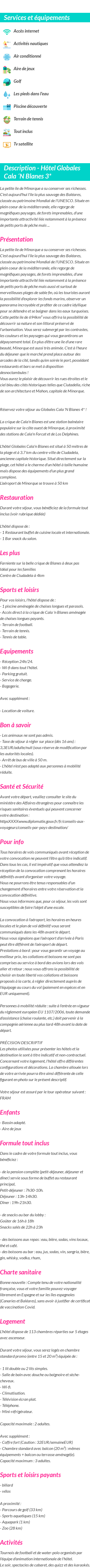Détails du séjour