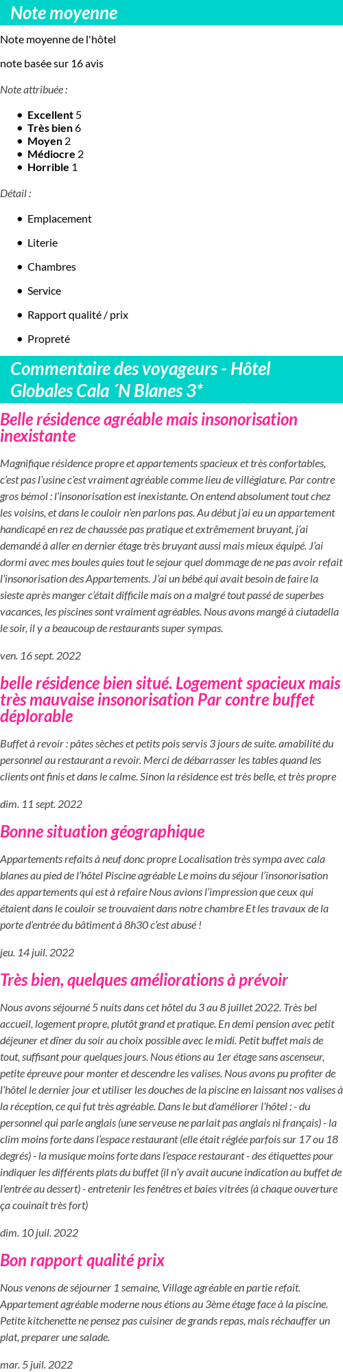 Avis clients