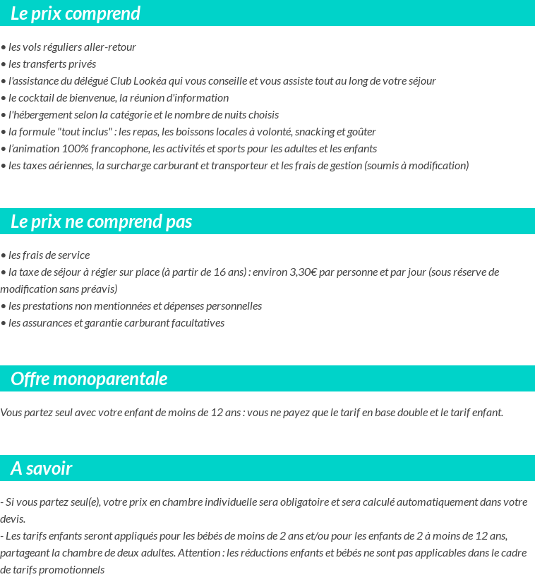 Conditions tarifaires