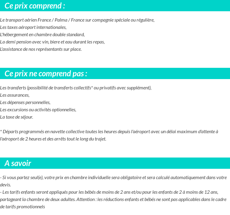 Conditions tarifaires