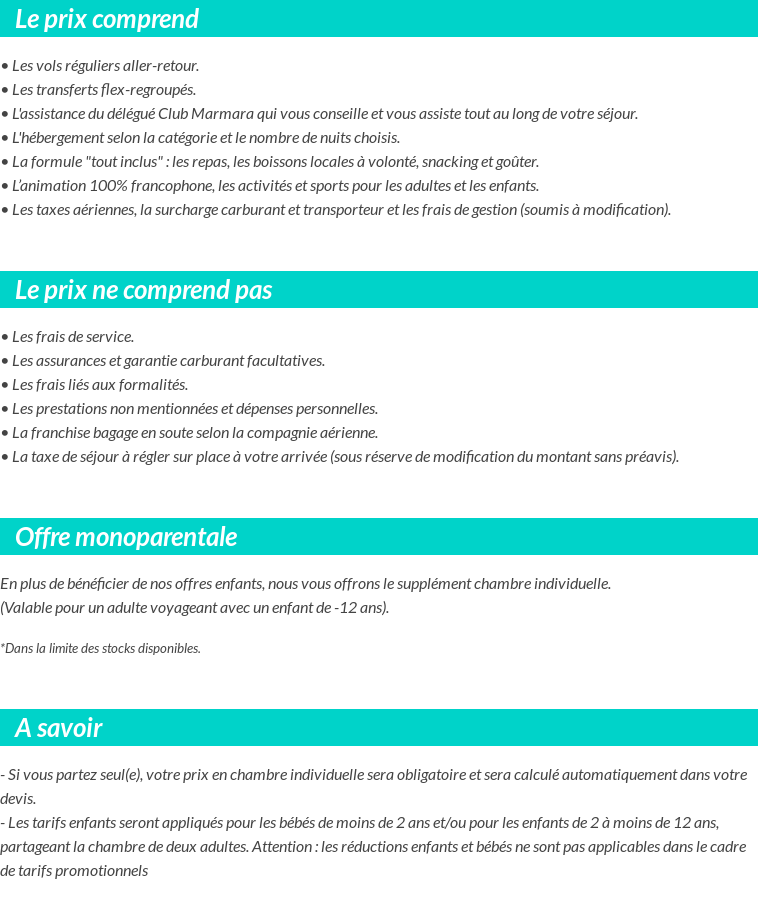 Conditions tarifaires