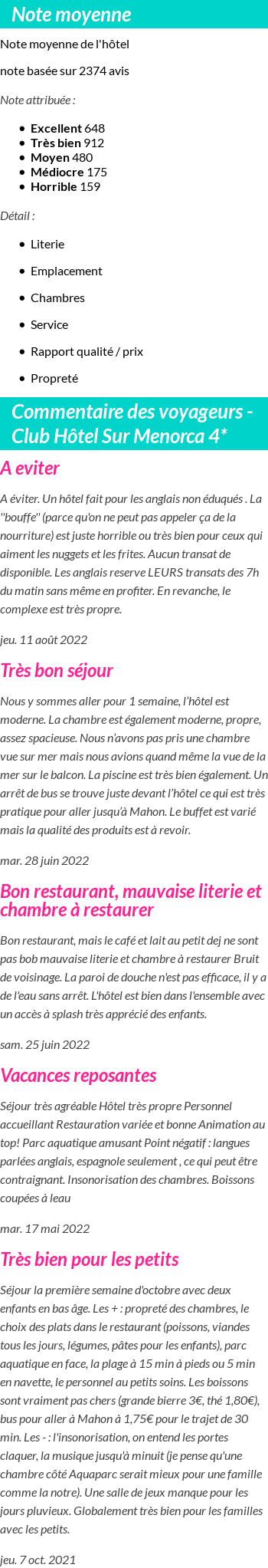 Avis clients