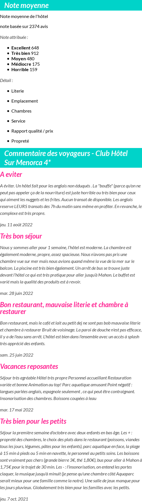Avis clients