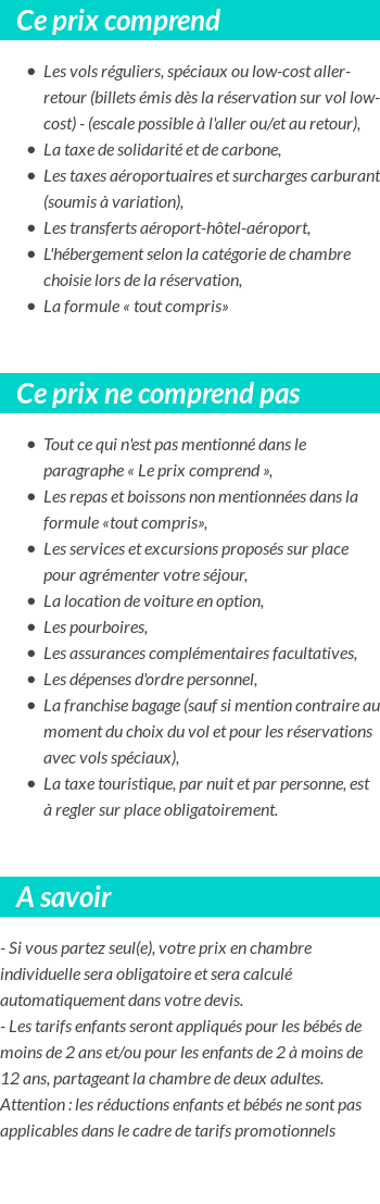 Conditions tarifaires