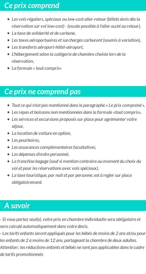 Conditions tarifaires