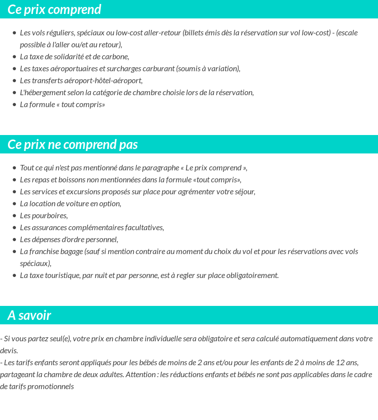 Conditions tarifaires