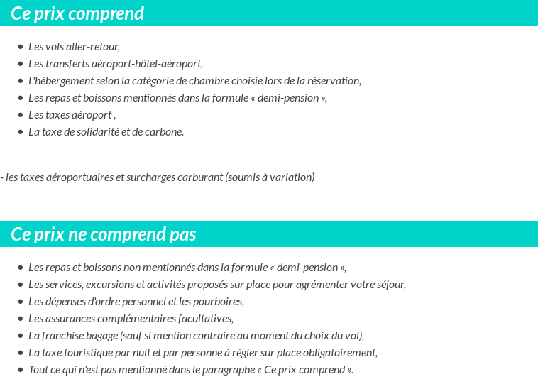 Conditions tarifaires