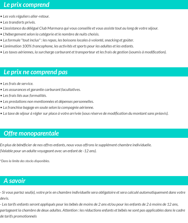 Conditions tarifaires