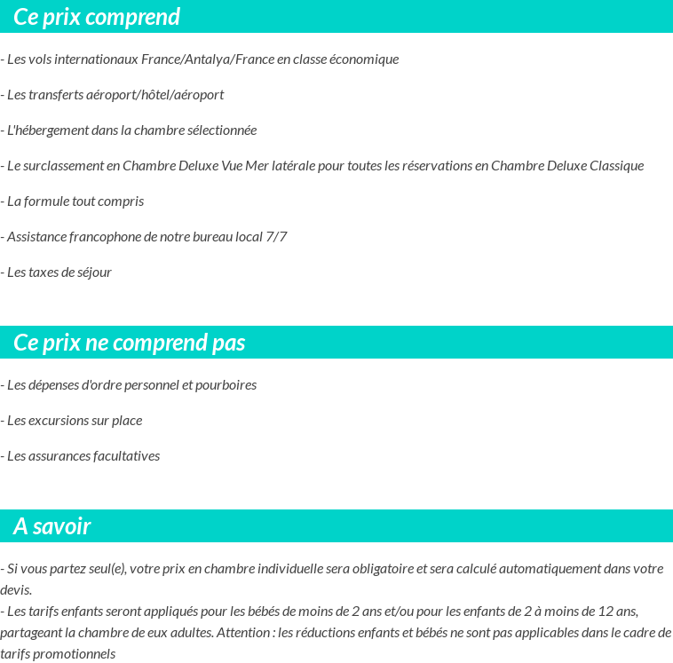 Conditions tarifaires