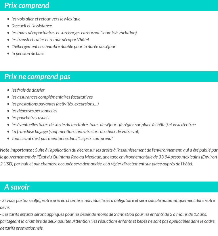 Conditions tarifaires