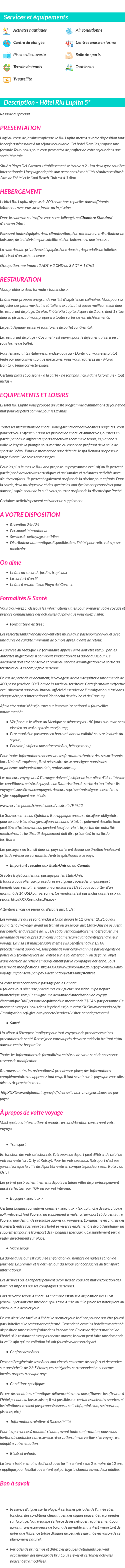 Détails du séjour
