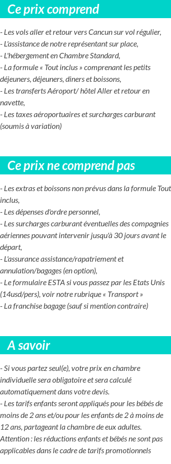 Conditions tarifaires