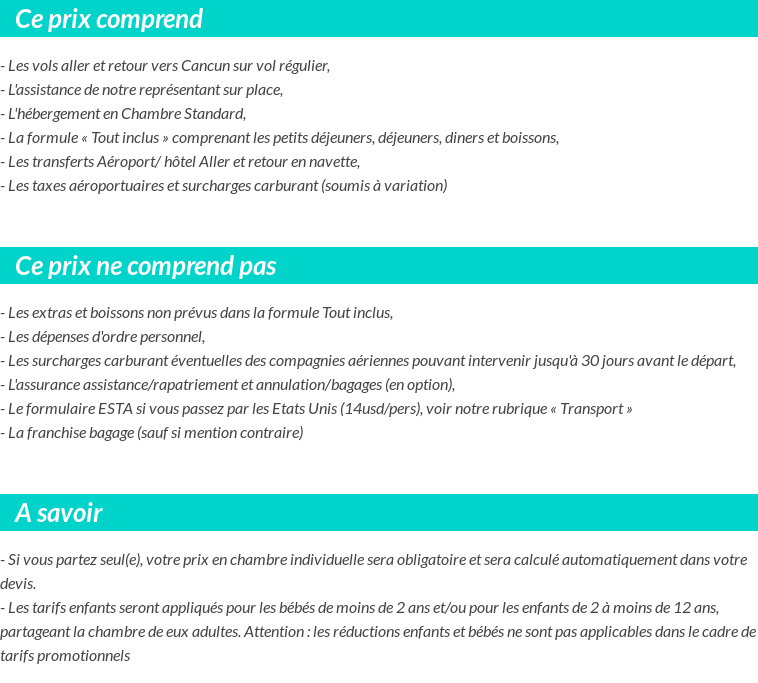 Conditions tarifaires