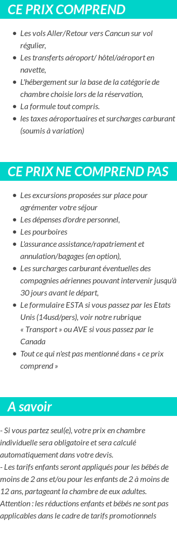 Conditions tarifaires