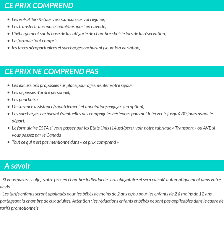 Conditions tarifaires