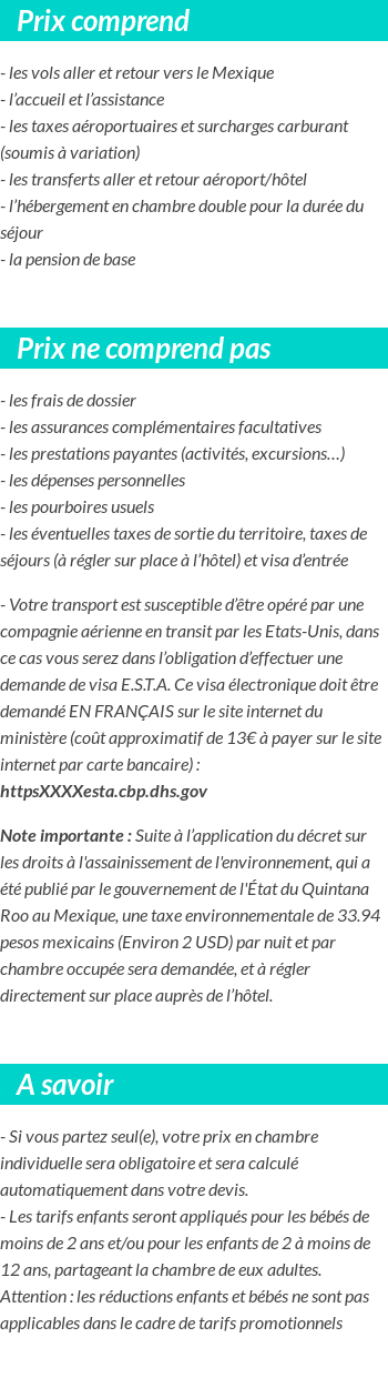 Conditions tarifaires