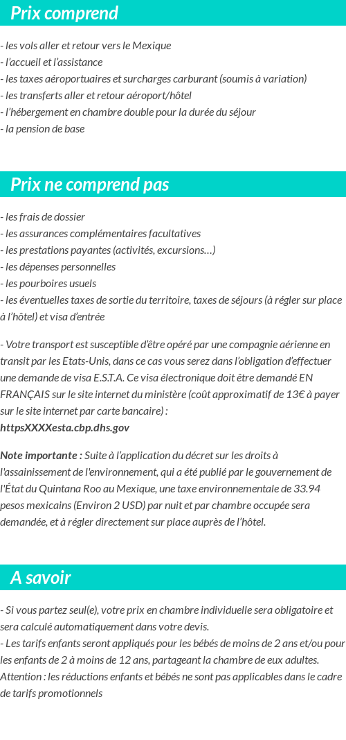 Conditions tarifaires